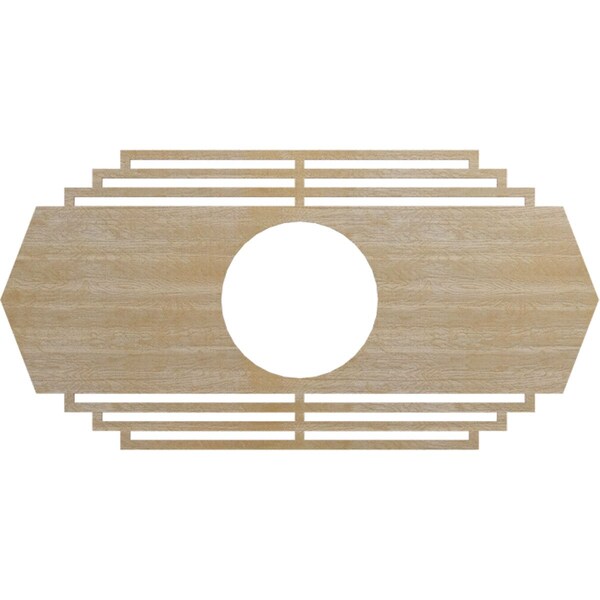 Ekena Millwork Chrysler Wood Fretwork Pierced Ceiling Medallion, Birch, 30"W x 15"H x 7 7/8"ID x 3/8"T CMWP30X15X0375CSBI - main